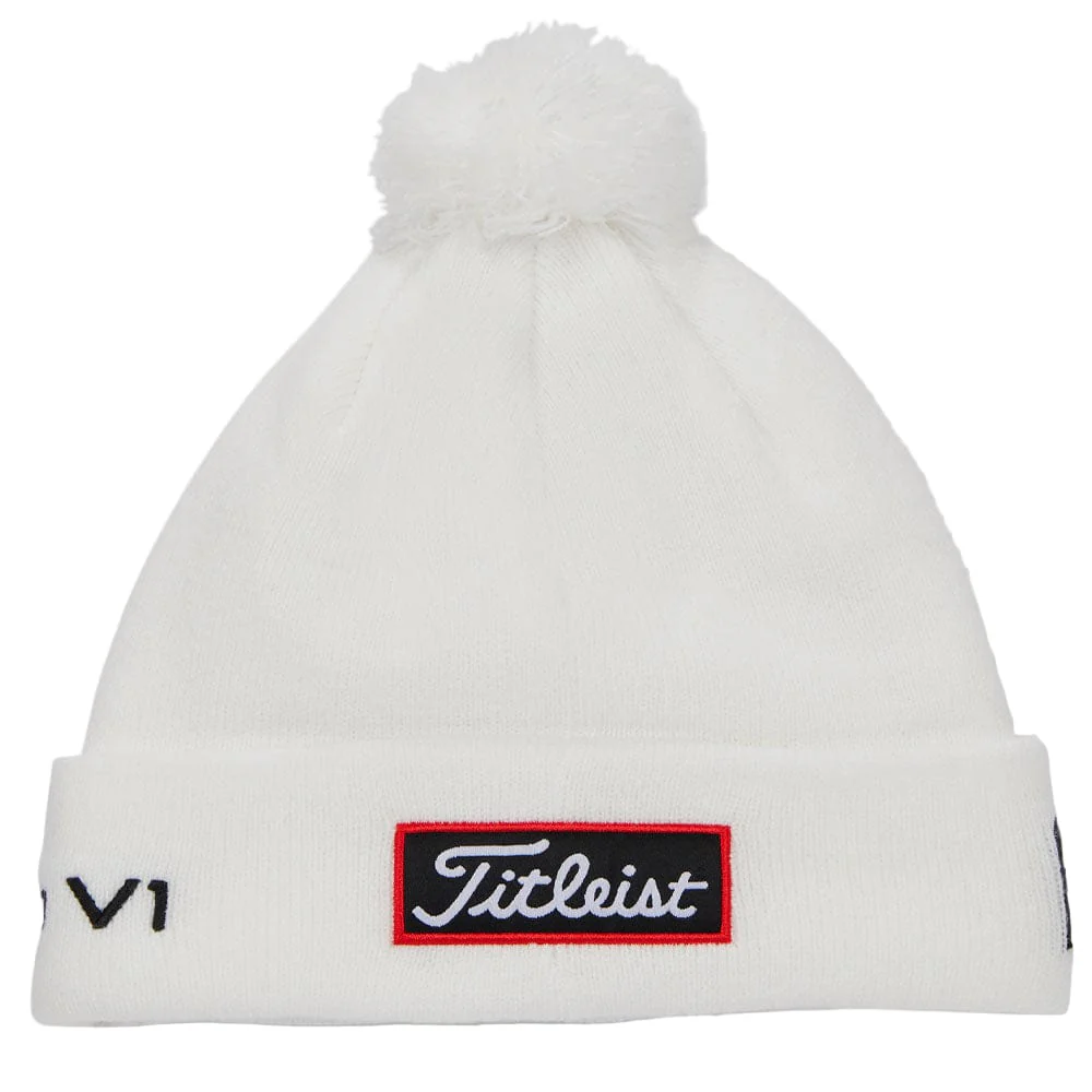Titleist Tour Pom Pom Beanie - White/Black - Image 2