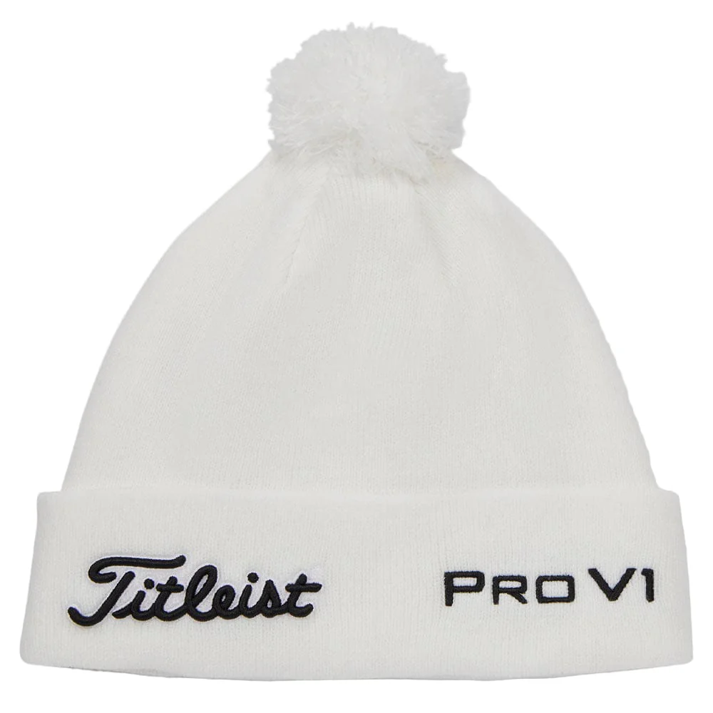 Titleist Tour Pom Pom Beanie - White/Black - Image 3