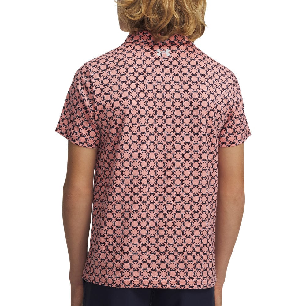 Under Armour Boys Matchplay Printed Polo Shirt - Posh Pink/Midnight Navy/White - Image 5