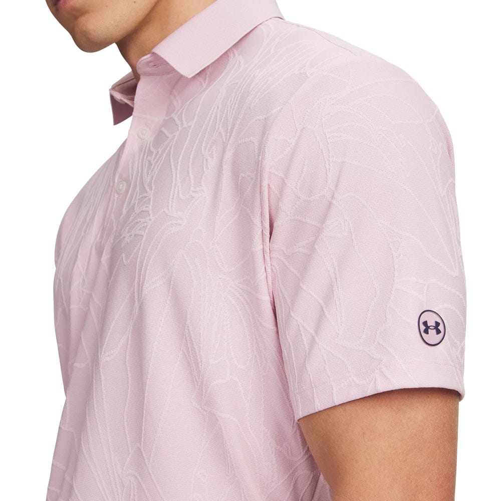 Under Armour ArmourDry Jacquard Polo Shirt - Prime Pink/Pink Dusk/Midnight Navy - Image 3