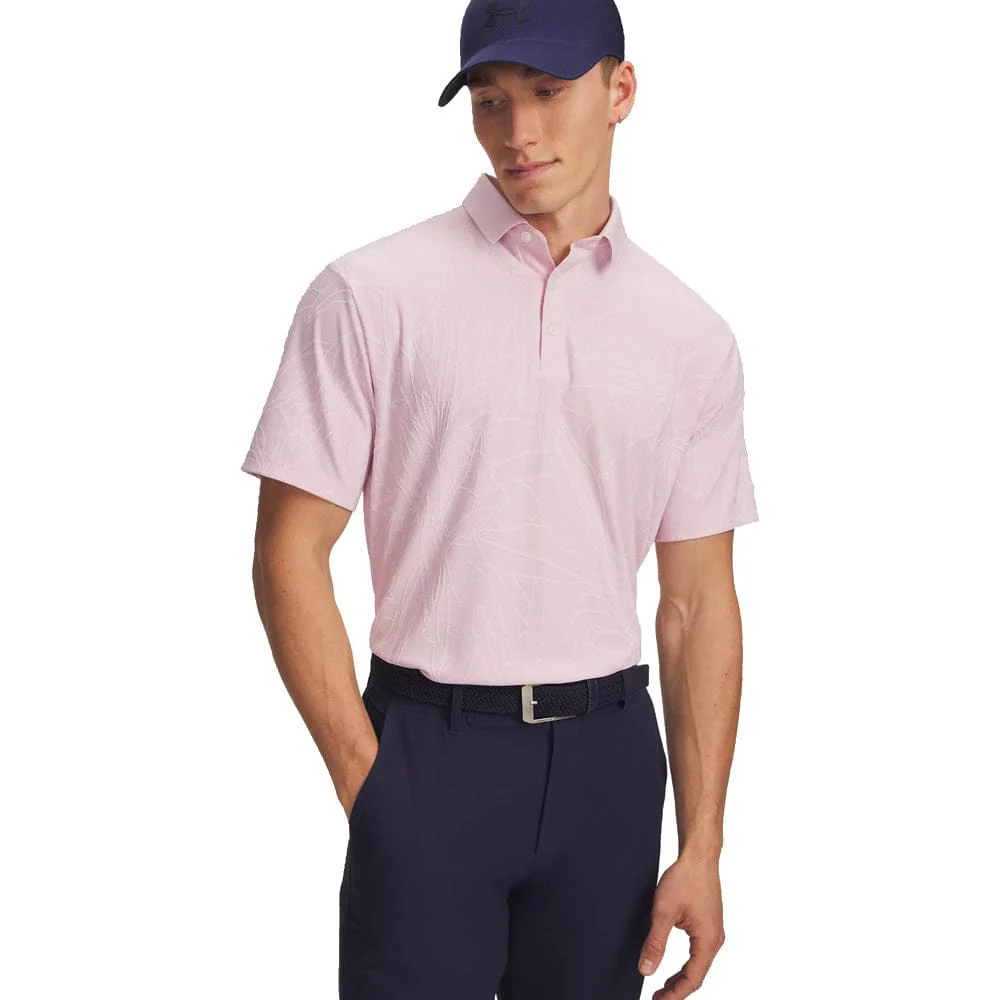 Under Armour ArmourDry Jacquard Polo Shirt - Prime Pink/Pink Dusk/Midnight Navy - Image 4