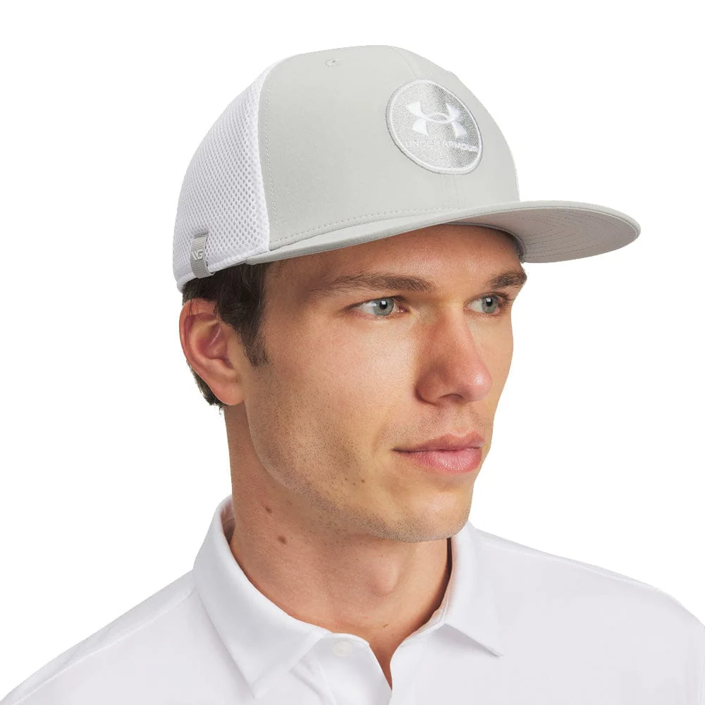 Under Armour Drive Mid Stretch Cap - Titanium/White
