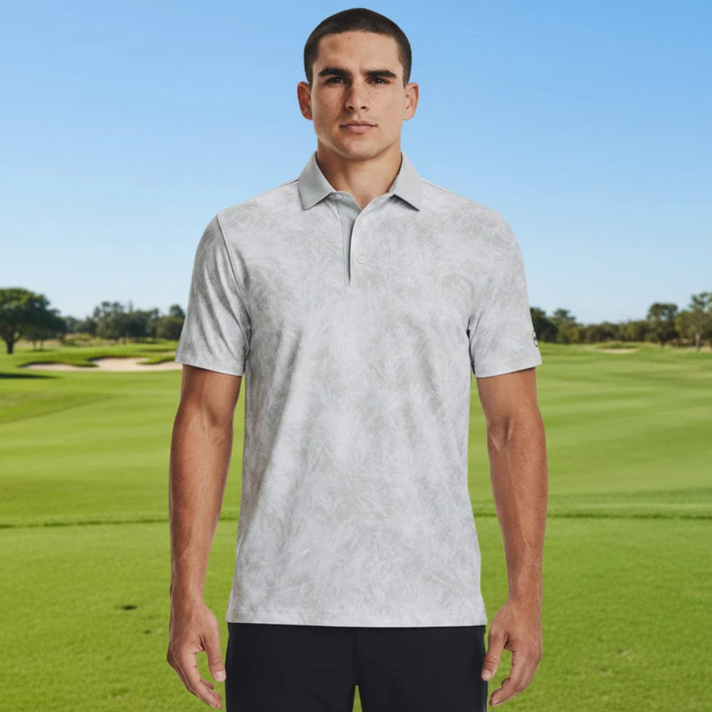 Under Armour ArmourDry Printed Polo Shirt - Halo Gray/White/Castlerock - Image 3