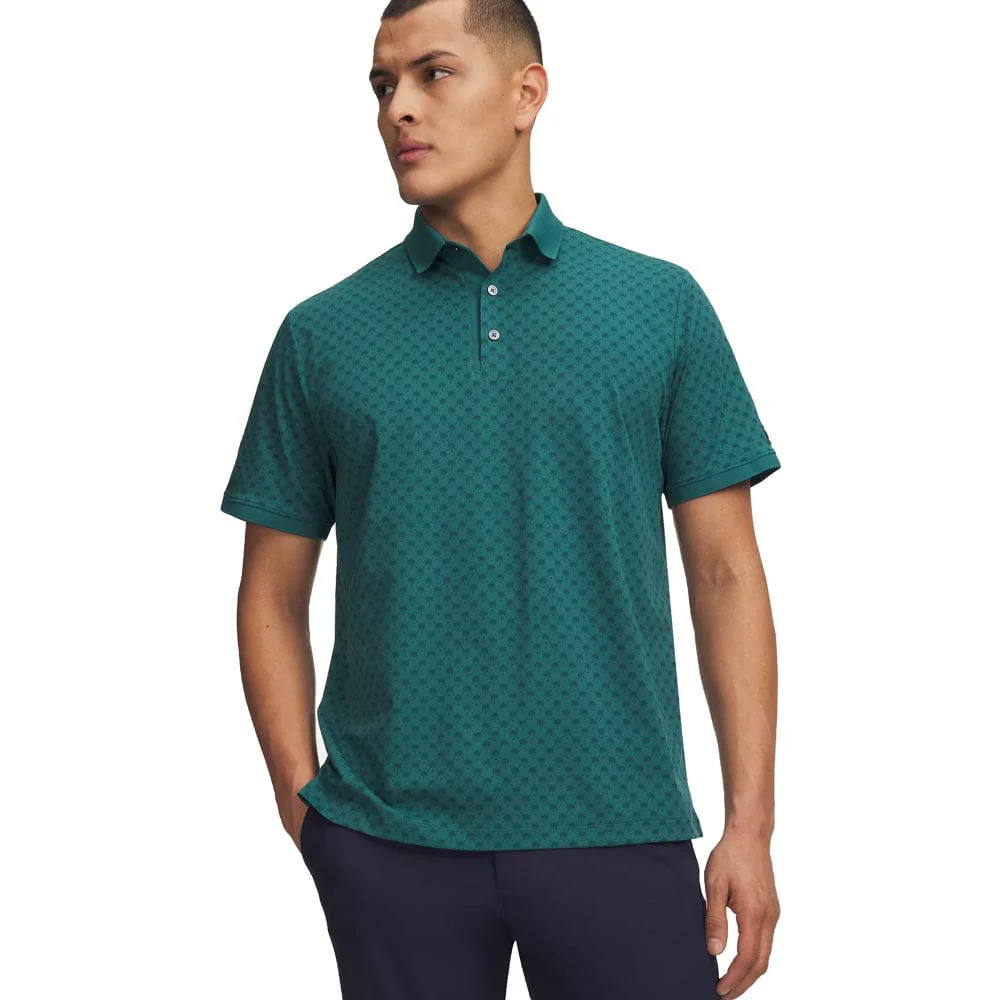 Under Armour ArmourDry Printed Rib Polo Shirt- Rack Green/Arden Green/Midnight Navy - Image 4