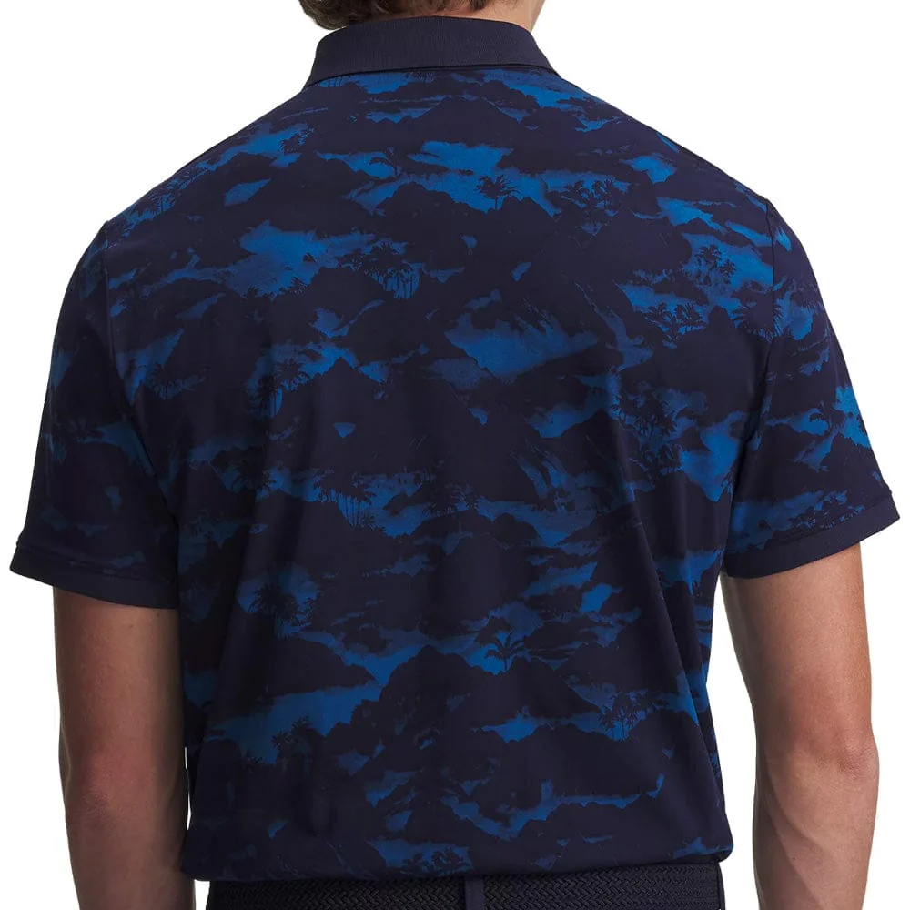 Under Armour ArmourDry Printed Rib Polo Shirt - Varsity Blue/Midnight Navy/White - Image 2