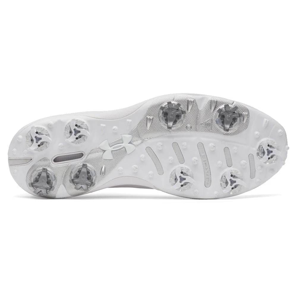 Under Armour Drive Pro Clone Waterproof Spiked Shoes - White/White/Metallic Gun Metal - Image 2