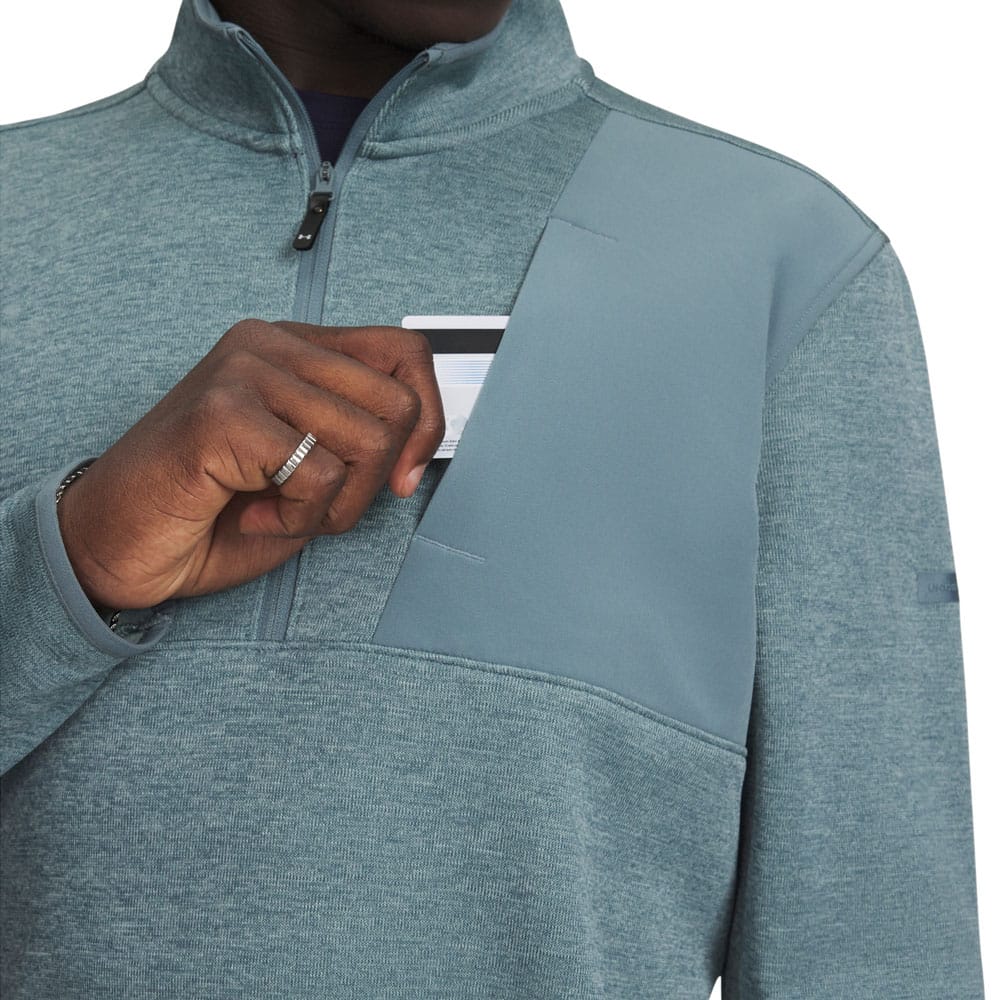 Under Armour Drive Sweaterfleece 1/2 Zip Pullover - Jasper Blue/Serpentine/Jasper Blue - Image 3