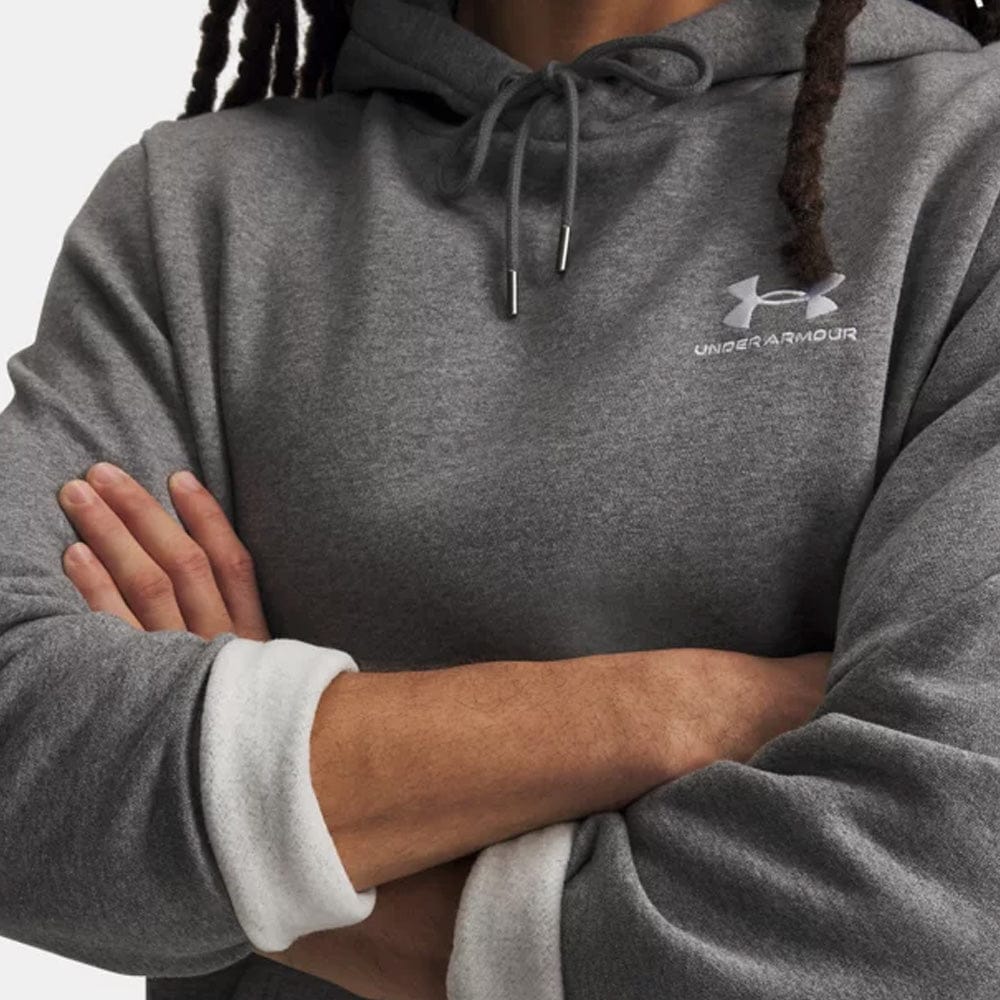 Under Armour Icon Fleece Hoodie - Pitch Gray Medium Heather/White - Image 5