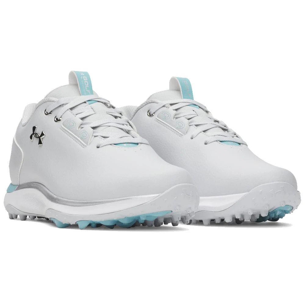 Under Armour Ladies Drive Fade 2 Waterproof Spikeless Shoes - Halo Gray/Metallic Silver - Image 4