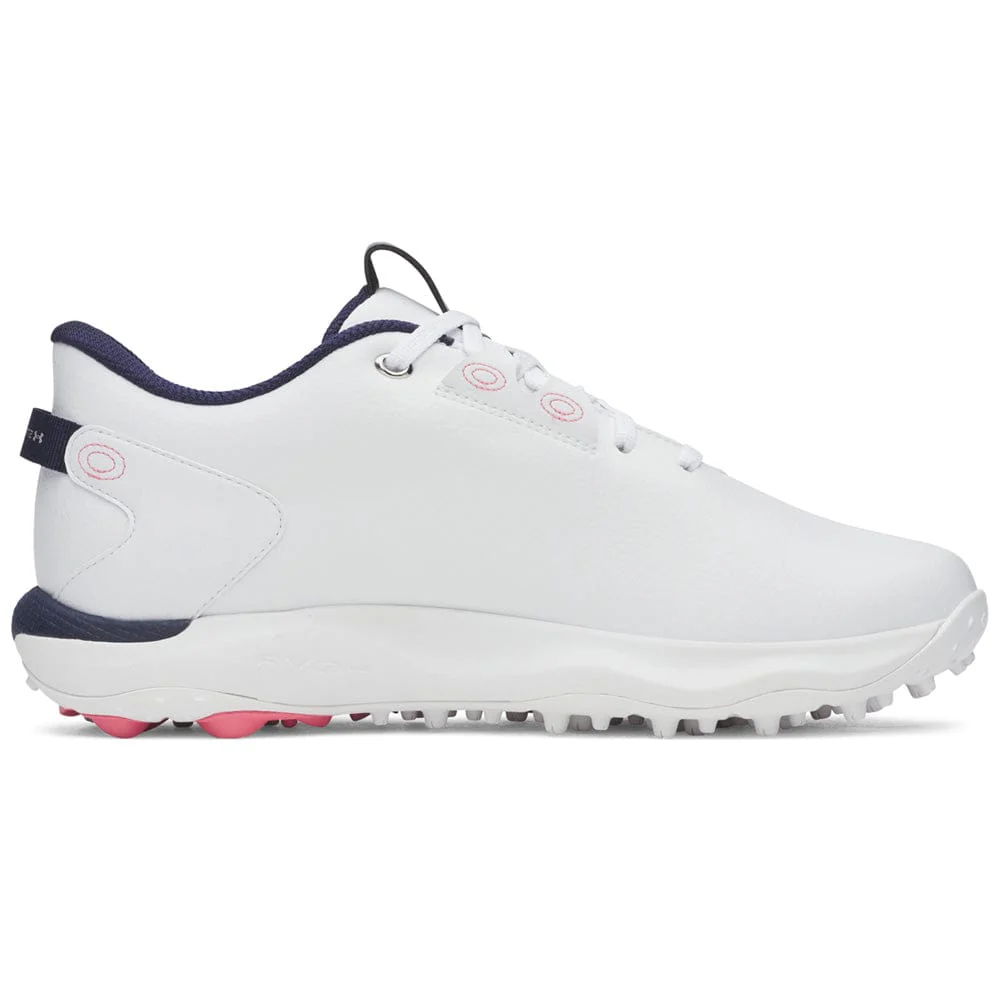 Under Armour Ladies Drive Fade 2 Waterproof Spikeless Shoes - White/White/Metallic Silver - Image 4
