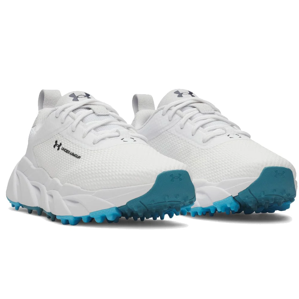 Under Armour Ladies Halo Hybrid Waterproof Spikeless Shoes - White/White/Midnight Navy - Image 4