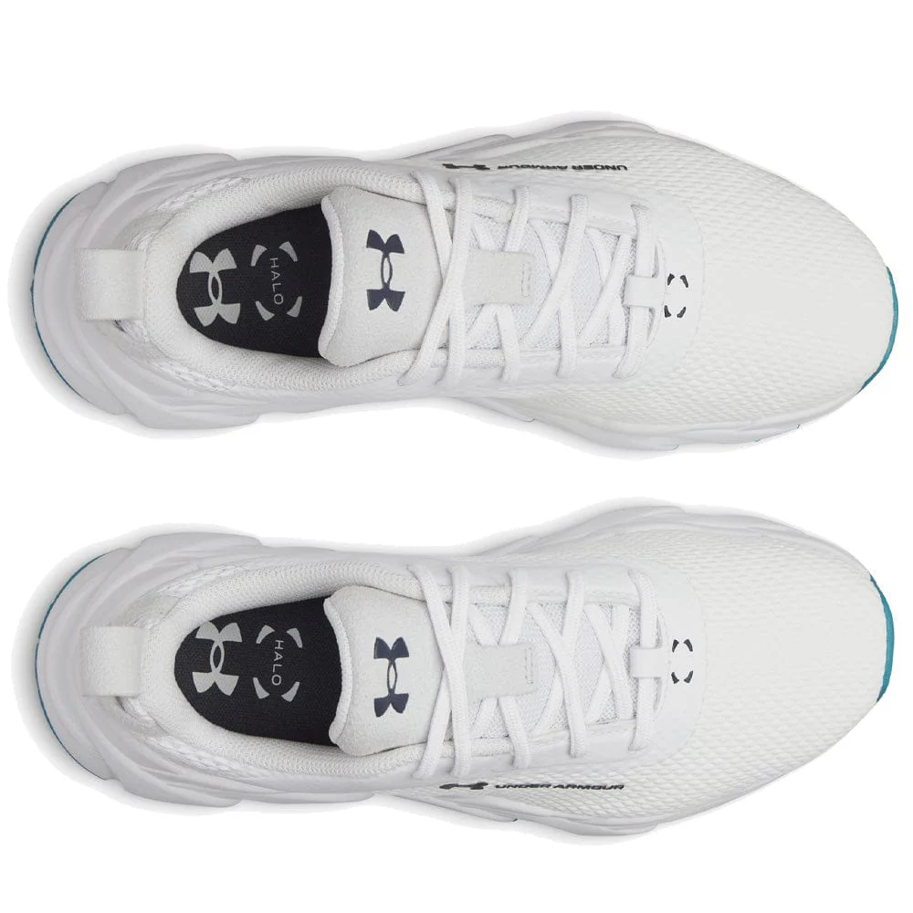Under Armour Ladies Halo Hybrid Waterproof Spikeless Shoes - White/White/Midnight Navy - Image 5