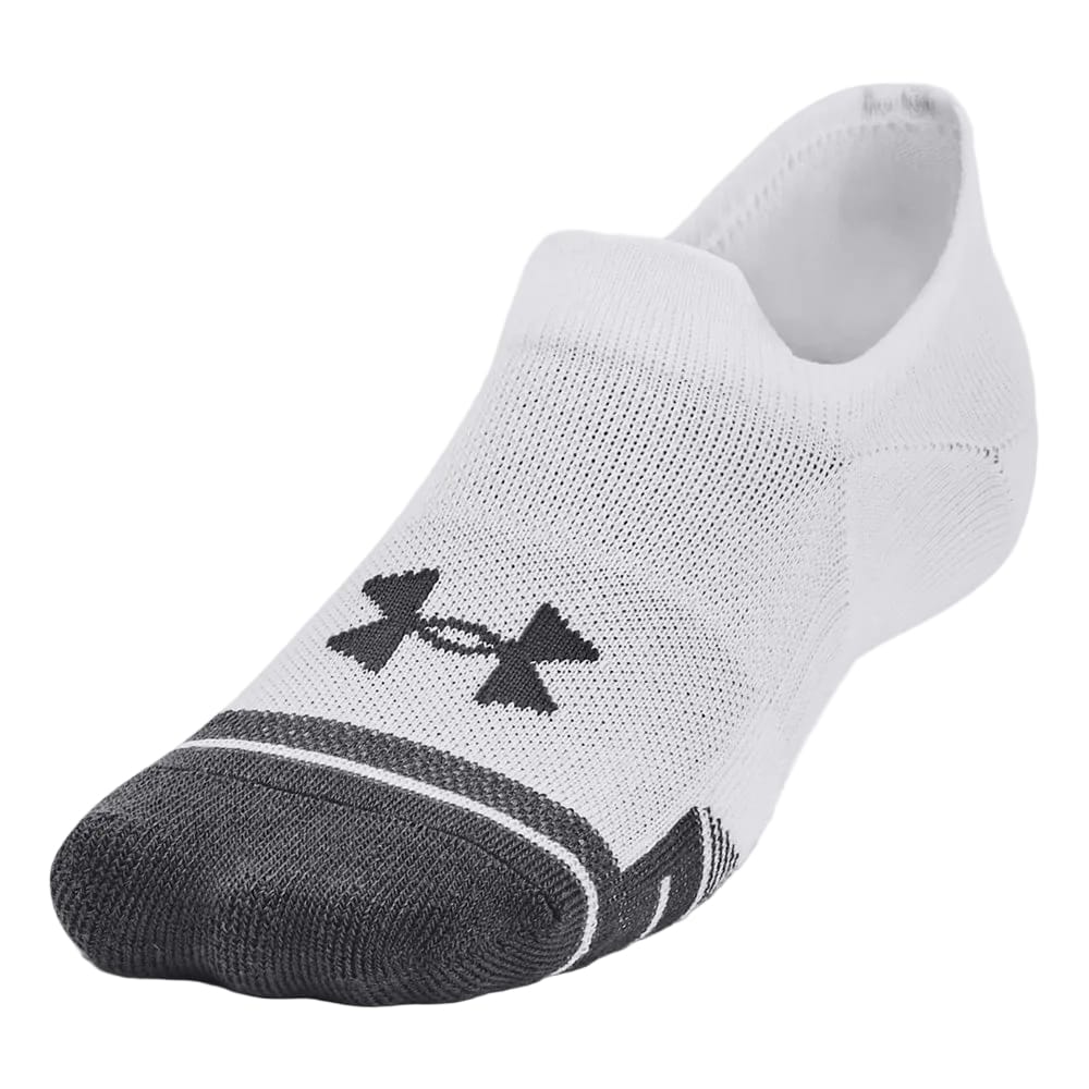 Under Armour Performance Tech No Show Socks (3 Pairs) - White/White/Jet Gray - Image 2