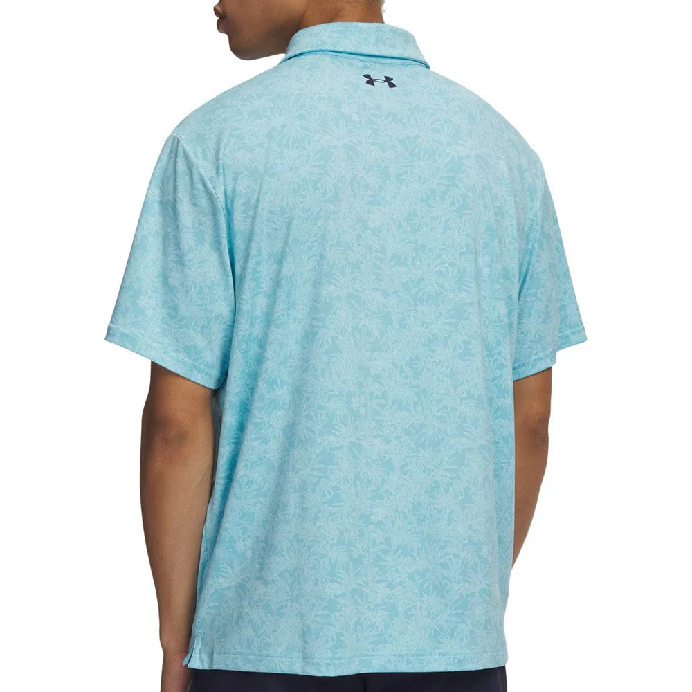 Under Armour Playoff 3.0 Printed Polo Shirt - Blue Haze/Midnight Navy - Image 2