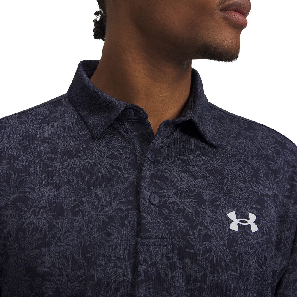 Under Armour Playoff 3.0 Printed Polo Shirt - Midnight Navy/Downpour Gray/Halo Gray - Image 3