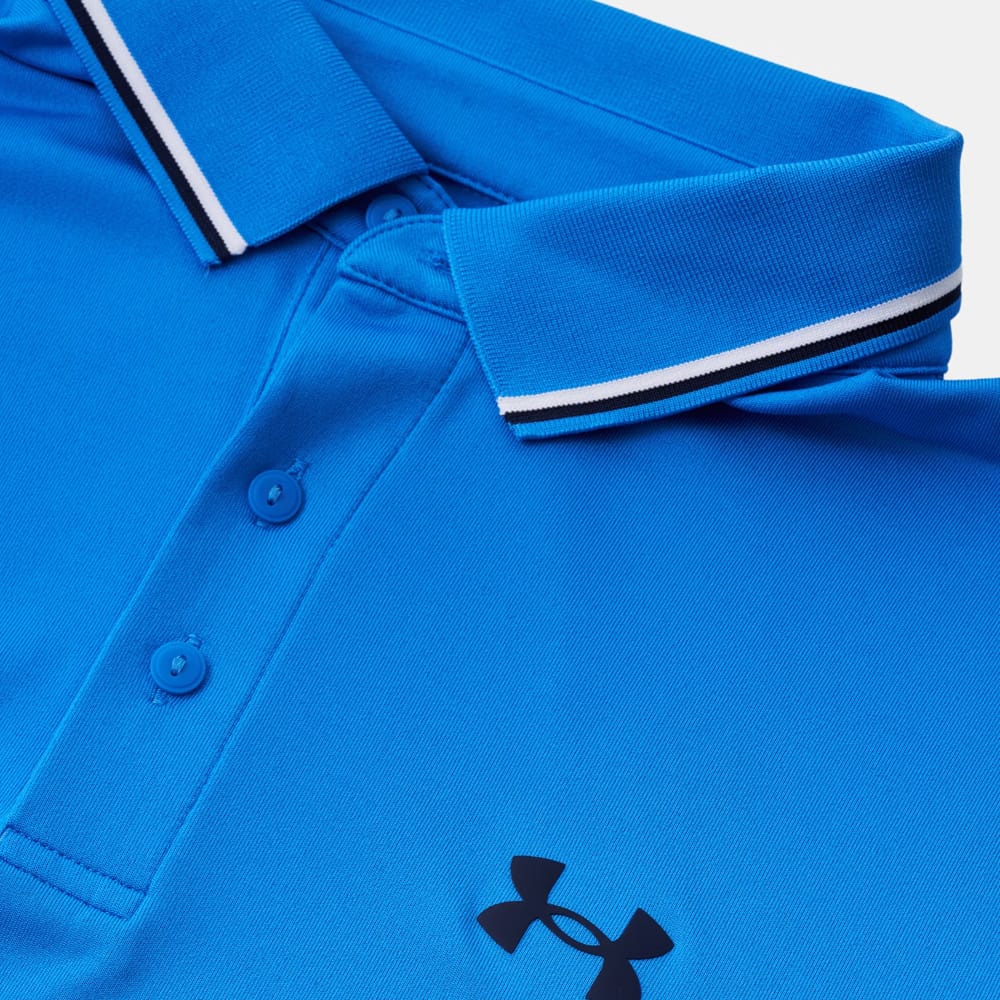 Under Armour Playoff 3.0 Rib Polo Shirt - Blue Atlantis/White/Midnight Navy - Image 3