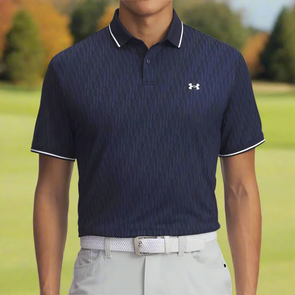 Under Armour Playoff Sport Jacquard Polo Shirt - Midnight Navy/White - Image 5