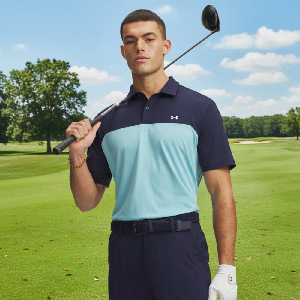Under Armour T2G Colorblock Polo Shirt - Blue Haze/Midnight Navy/White - Image 4